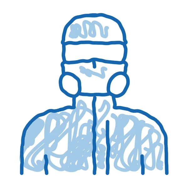 Humano Máscara Protetora Esboço Ícone Vetor Mão Desenhada Azul Doodle — Vetor de Stock