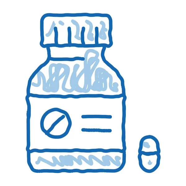 Νεκρό Χάπι Μπουκάλι Διάνυσμα Εικονίδιο Ζωγραφική Ζωγραφισμένη Στο Χέρι Μπλε — Διανυσματικό Αρχείο