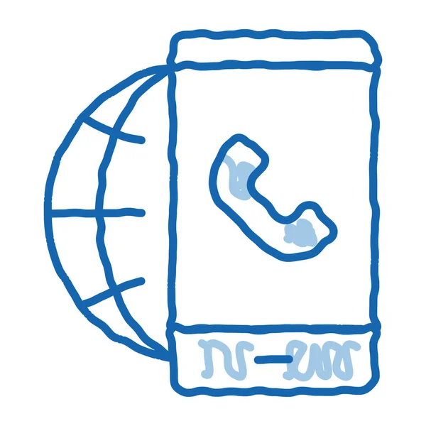 Voip Smartphone Internet Connection Sketch Icon Vector Hand Drawn Blue — Stock Vector