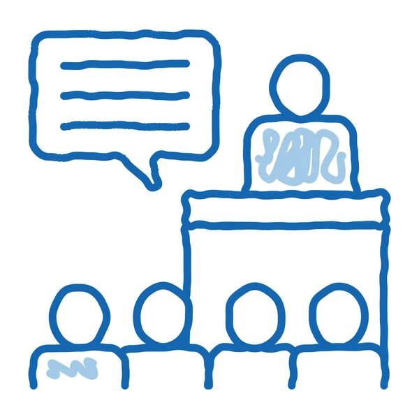 Candidate Speech Sketch Icon Vector Mão Desenhado Azul Doodle Linha — Vetor de Stock