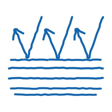 Dış faktörlere karşı koruma taslak ikon vektörü. El çizimi mavi çizgi dış faktör işaretine karşı sanat koruma. izole edilmiş sembol çizimi