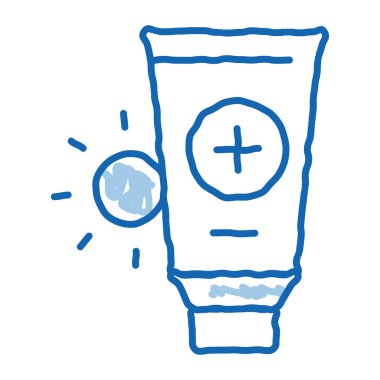 Güneş Sağlığı Jeli taslak ikonu vektörü. El çizimi mavi karalama çizgisi güneş sağlığı jeli işareti. izole edilmiş sembol çizimi