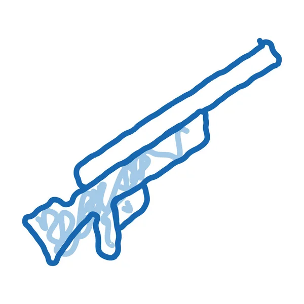 Gun Sketch Icon Vector Hand Drawn Blue Doodle Line Art — Stock Vector