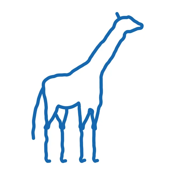 Girafe Croquis Icône Vecteur Dessiné Main Bleu Doodle Ligne Art — Image vectorielle