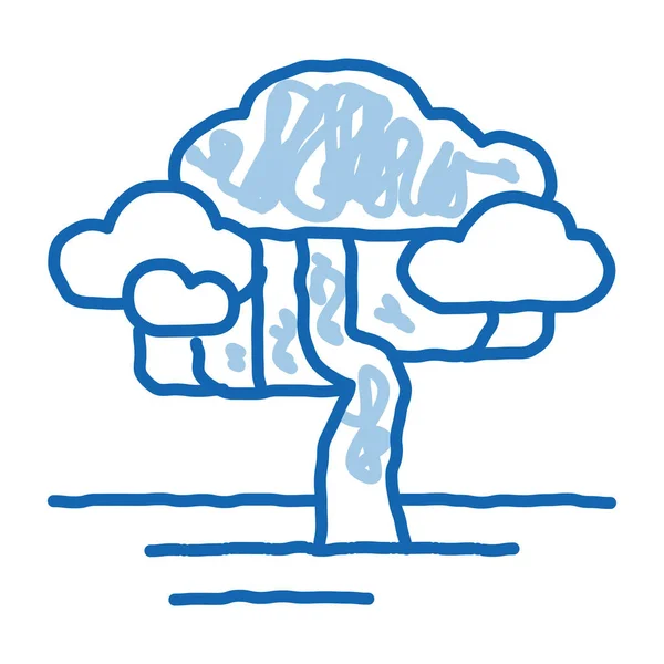 萨凡娜树草图图标矢量 手绘蓝色涂鸦线艺术萨凡娜树标志 孤立的符号说明 — 图库矢量图片