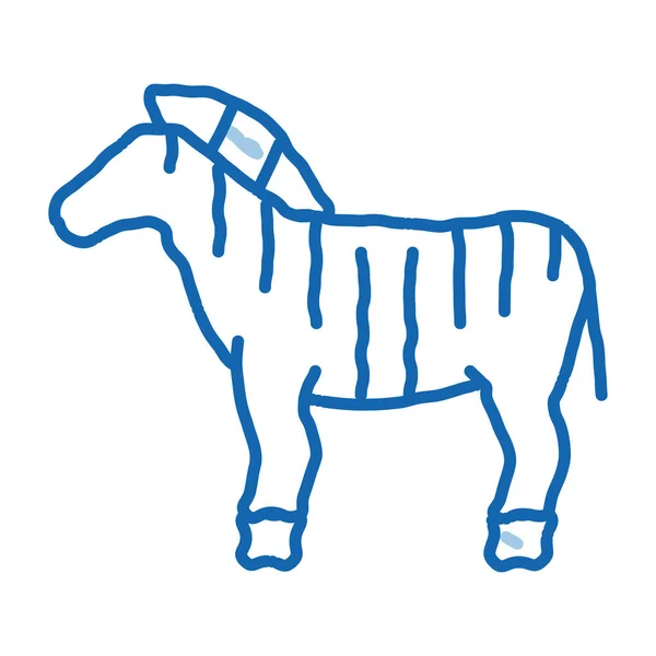 Vektor Ikony Zebra Ručně Kreslené Modré Čáry Umění Zebra Znamení — Stockový vektor