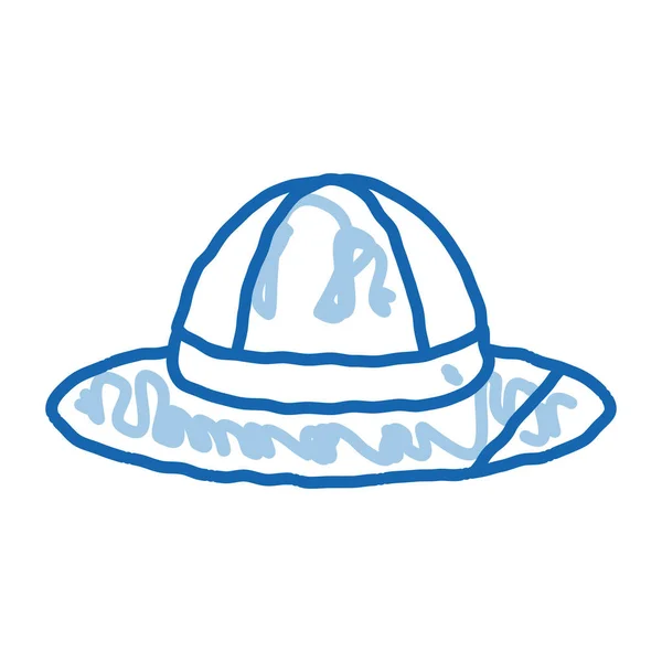 帽子のスケッチアイコンベクトル 手描きの青いドアラインアート帽子のサイン 孤立したシンボルイラスト — ストックベクタ