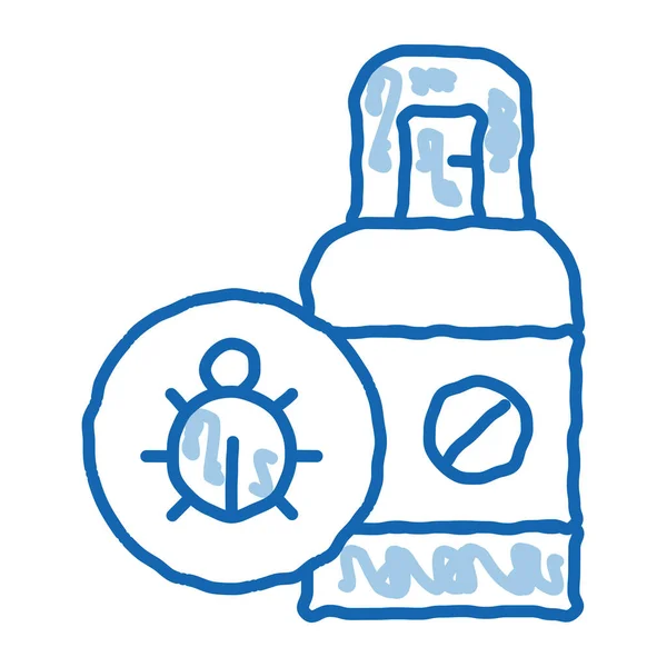 Flea Spray Sketch Icon Vector Hand Drawn Blue Doodle Line — Stock Vector