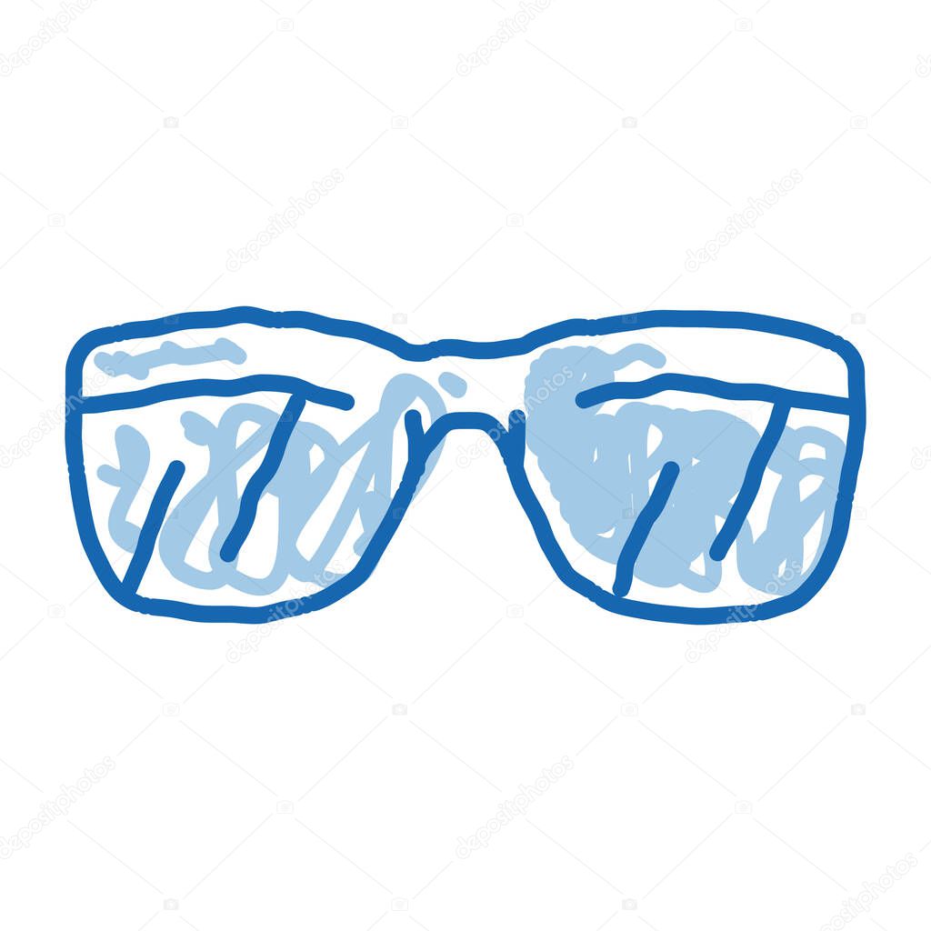 Sunglasses sketch icon vector. Hand drawn blue doodle line art Sunglasses sign. isolated symbol illustration