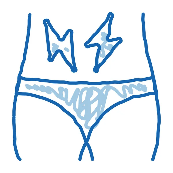 아이콘 Hand Drawn Blue Doodle Line Art Lower Abdominal Pain — 스톡 벡터