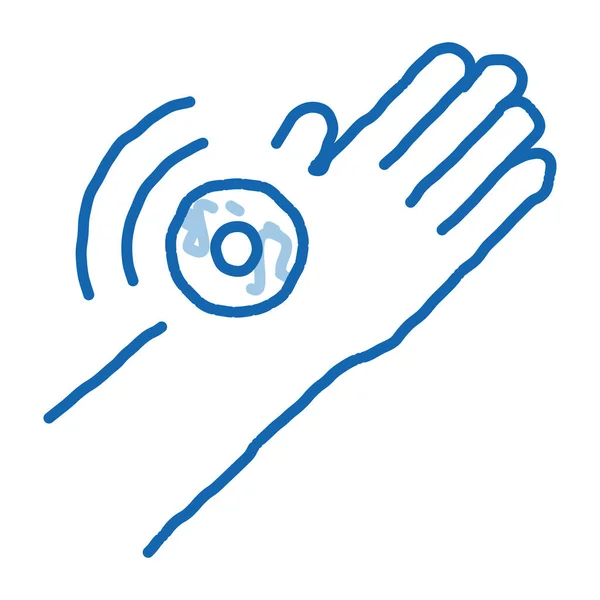 Hand Ache Sketch Icon Vector Hand Drawn Blue Doodle Line — Stock Vector