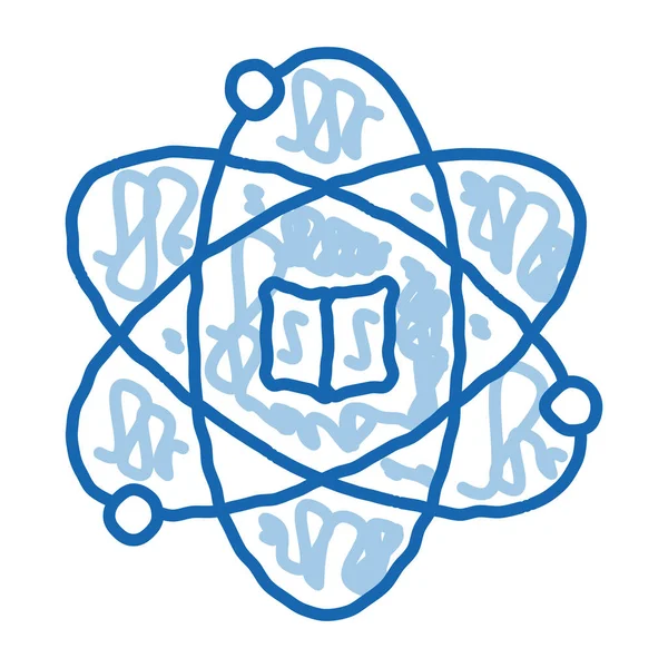 Atom Kémia Tanulmány Vázlat Ikon Vektor Kézzel Rajzolt Kék Firka — Stock Vector