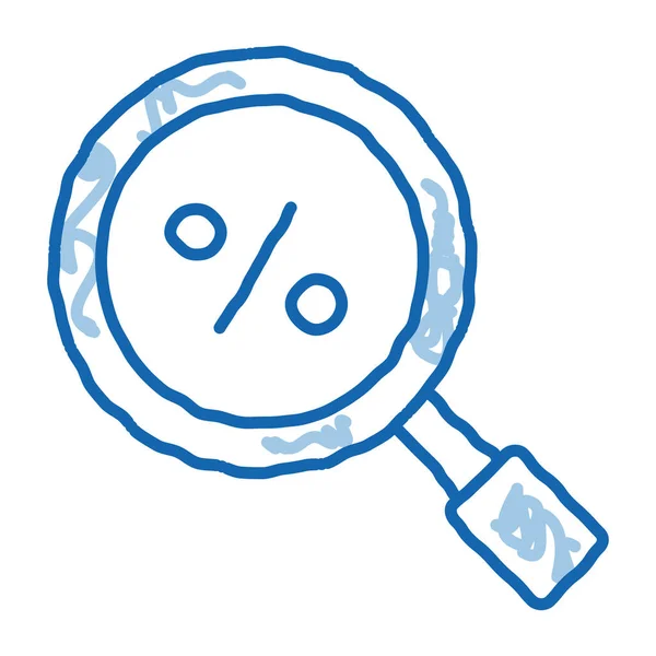 Procento Vektor Ikon Náčrtu Znaků Hledání Ručně Kreslené Modré Čáry — Stockový vektor