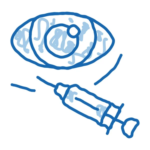 Cosmetologia Ocular Vetor Ícone Esboço Injeção Mão Desenhado Azul Doodle — Vetor de Stock