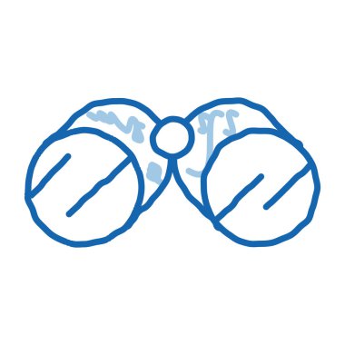 Turist Kamp Dürbünü taslak ikon vektörü. El çizimi mavi çizgili sanat eseri Turist Kamp Dürbünü tabelası. izole edilmiş sembol çizimi