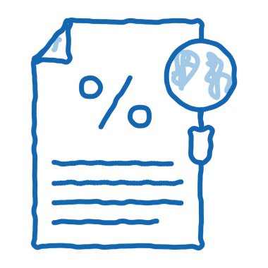 Faiz İlgili Belgelendirme Çalışması taslak ikon vektörü. El çizimi mavi karalama çizgisi Faiz Çalışmaları İlgili Belgeler tabelası. izole edilmiş sembol çizimi