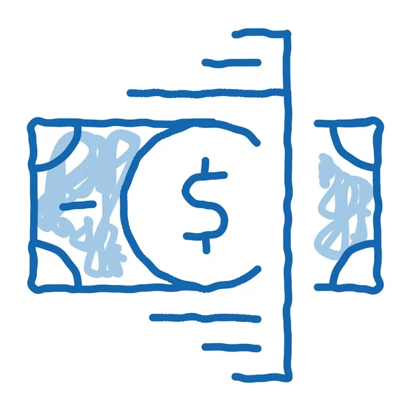Валюта Перевірка Стрічка Ескіз Піктограма Вектор Рука Намальована Синя Каракулі — стоковий вектор