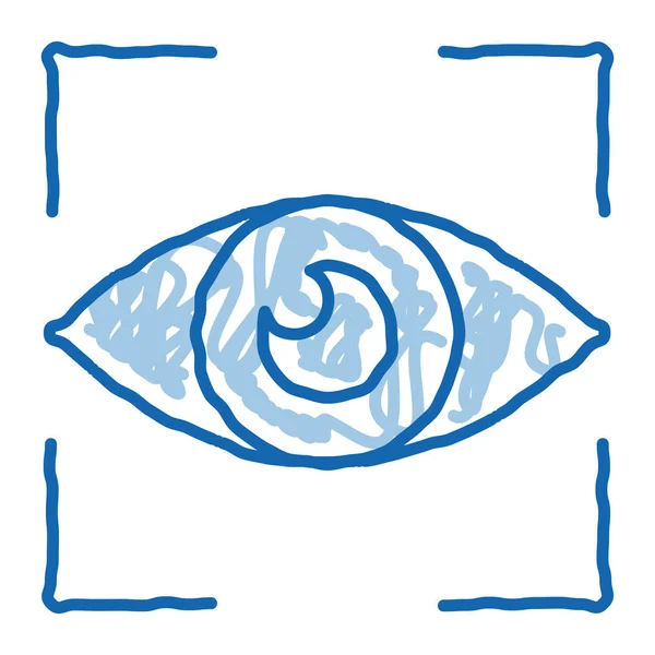 Human Eye Scanning Ескізний Іконописний Вектор Рука Малювала Синю Лінію — стоковий вектор