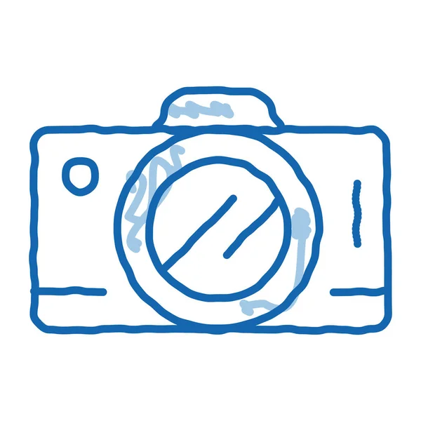 Viagens Caminhadas Camera Sketch Icon Vector Mão Desenhado Azul Doodle —  Vetores de Stock