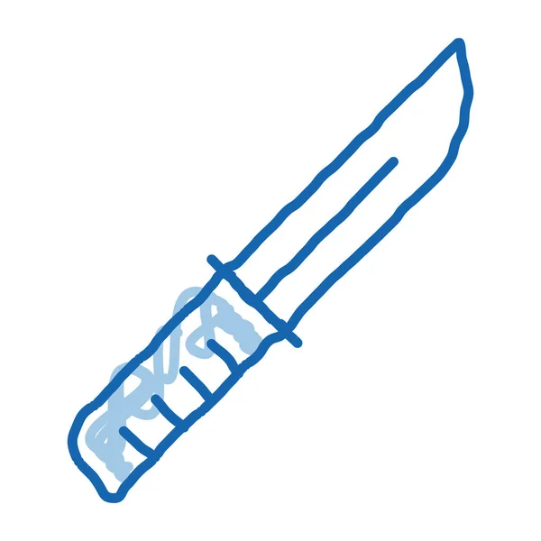 Camping Knife Σημάδι Διάνυσμα Εικονίδιο Χειροποίητο Μπλε Doodle Γραμμή Τέχνη — Διανυσματικό Αρχείο