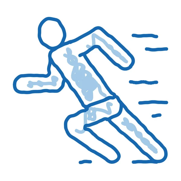 Man Running Action Skica Icon Vector Ručně Kreslené Modré Čáry — Stockový vektor