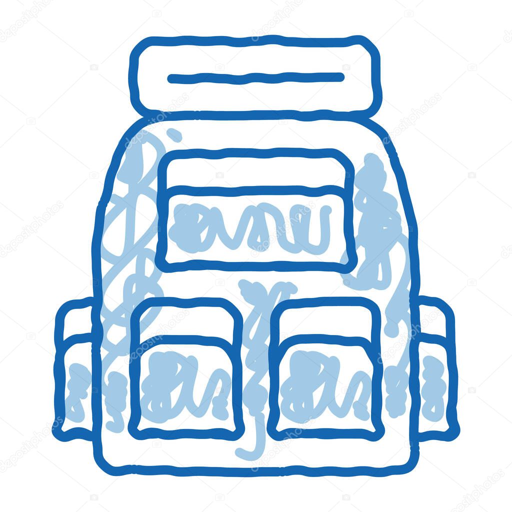 Travel Camping Backpack sketch icon vector. Hand drawn blue doodle line art Travel Camping Backpack sign. isolated symbol illustration