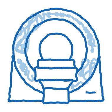 MR Diagnosis Apparatus taslak ikon vektörü. El çizimi mavi karalama çizgisi MR Teşhis Aygıtı işareti. izole edilmiş sembol çizimi