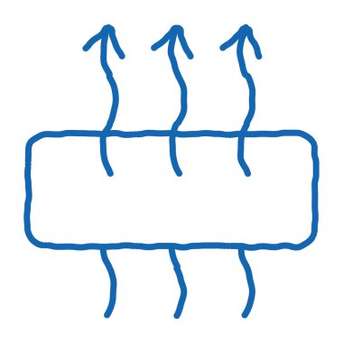 Nefes alınabilir yatak taslak ikon vektörü. El çizimi mavi karalama çizgisi, nefes alınabilir yatak tabelası. izole edilmiş sembol çizimi