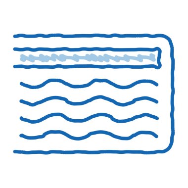 Yatak Belleği Köpük taslak ikonu vektörü. El çizimi mavi çizgili sanat eseri. Yatak Hatıra Köpüğü tabelası. izole edilmiş sembol çizimi