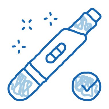Pozitif Hamilelik Testi taslak ikonu vektörü. El çizimi mavi çizgili sanat eseri Pozitif Hamilelik Testi işareti. izole edilmiş sembol çizimi