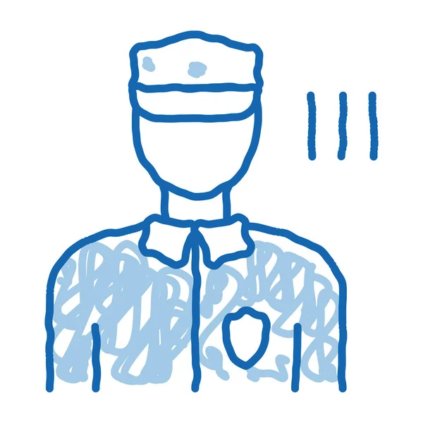 Αστυνομικός Έλεγχος Ασφαλείας Διάνυσμα Εικονίδιο Χέρι Ζωγραφισμένο Μπλε Γραμμή Doodle — Διανυσματικό Αρχείο
