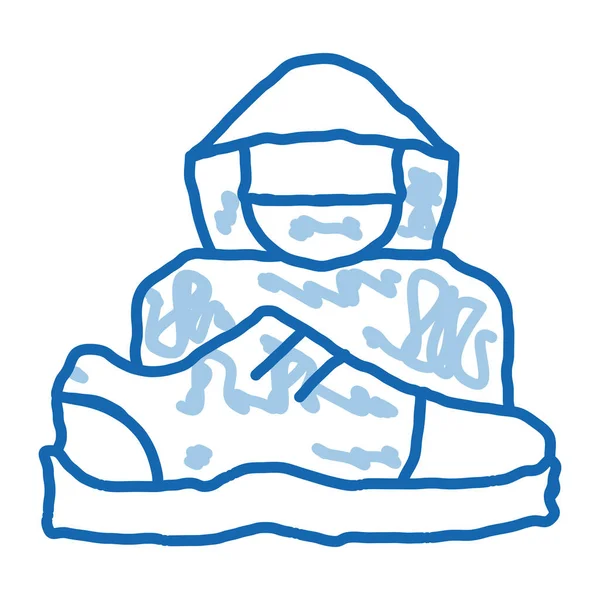 Schuhe Ladendieb Menschliche Skizze Symbol Vektor Handgezeichnete Blaue Doodle Linie — Stockvektor