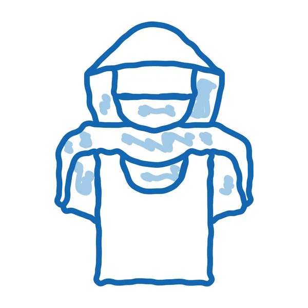 Shirt Shoplifter Concept Skizze Symbol Vektor Handgezeichnetes Blaues Doodle Line — Stockvektor