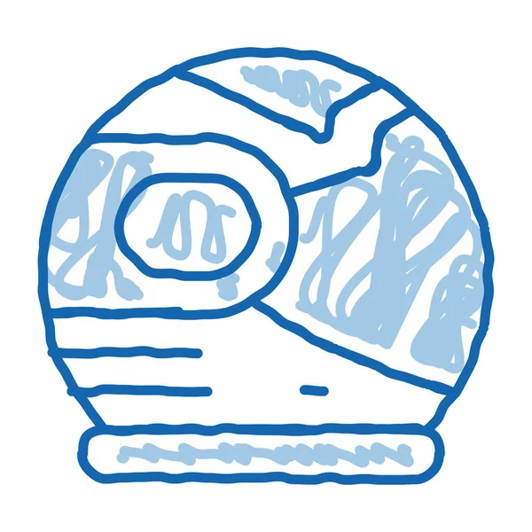 Spaceman Helmet Máscara Bosquejo Icono Vector Mano Dibujada Azul Garabato — Vector de stock