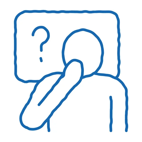 Man Question Mark Frame Vector Icono Boceto Dibujado Mano Azul — Vector de stock