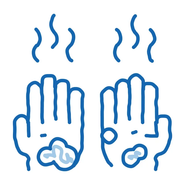 Dirty Smelly Hands Croquis Icône Vecteur Dessiné Main Bleu Doodle — Image vectorielle