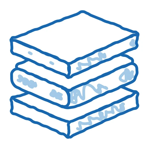 Matratzenschaum Schichten Skizzieren Symbolvektor Handgezeichnete Blaue Doodle Line Art Mattress — Stockvektor