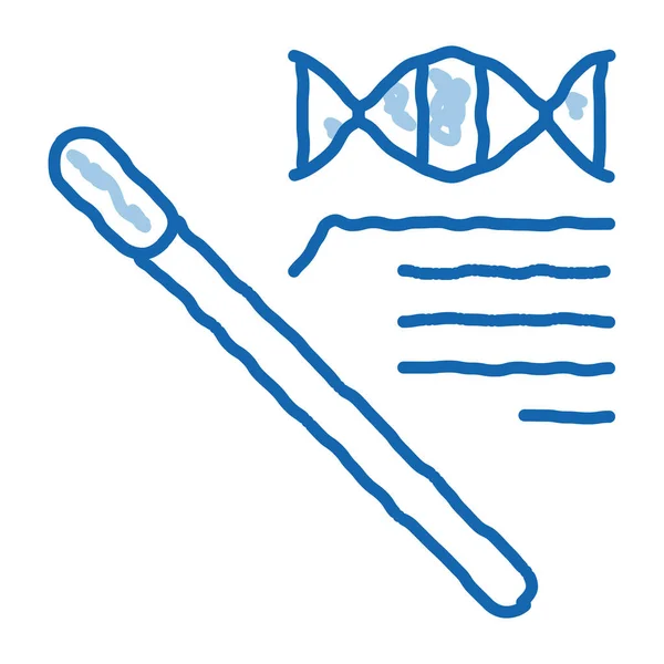 Cotton Swab Dna Molecule Vetor Ícone Esboço Mão Desenhado Azul —  Vetores de Stock