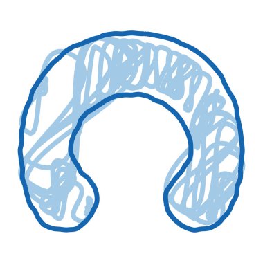 Uyku için Seyahat Yastığı taslak ikonu vektörü. El çizimi mavi karalama çizgisi uyku tabelası için seyahat yastığı. izole edilmiş sembol çizimi