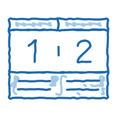 Futbol skorbord taslak ikon vektörü. El çizimi mavi karalama çizgisi, futbol skor tabelası. izole edilmiş sembol çizimi