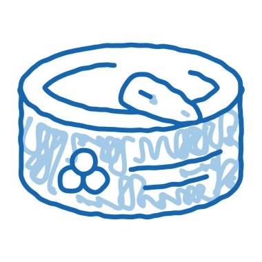 Chaviar in Tin skeç ikon vektörü. El çizimi mavi karalama çizgisi Teneke Havyar işareti. izole edilmiş sembol çizimi