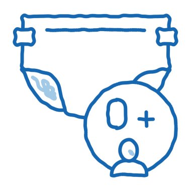 Bebek bezi çizimi ikon vektörü. El çizimi mavi çizgili bebek bezi bezi tabelası. izole edilmiş sembol çizimi