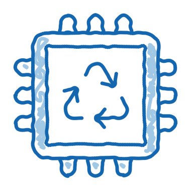 Geri dönüşüm İşlemcisi taslak ikon vektörü. El çizimi mavi çizgili sanat Geri Dönüşüm İşlemcisi işareti. izole edilmiş sembol çizimi