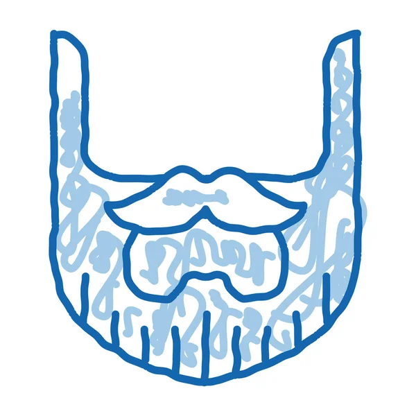 Μουστάκι Γενειάδα Whisker Διάνυσμα Εικονίδιο Χειροποίητο Μπλε Doodle Γραμμή Τέχνη — Διανυσματικό Αρχείο