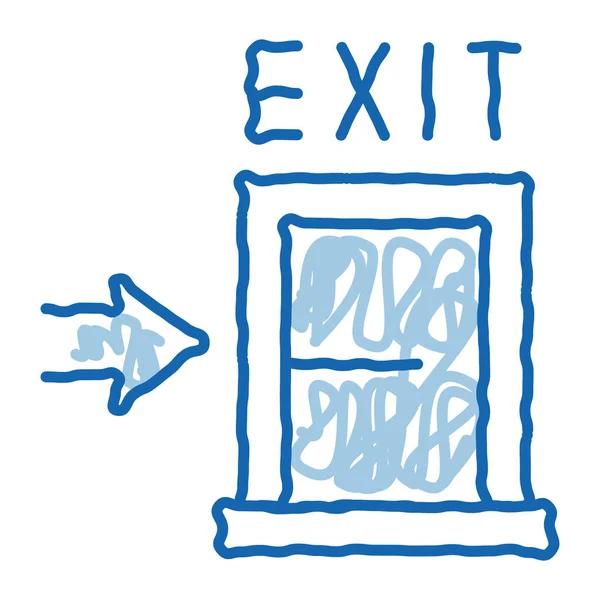 Feuer Flucht Exit Door Skizze Symbol Vektor Handgezeichnete Blaue Doodle — Stockvektor