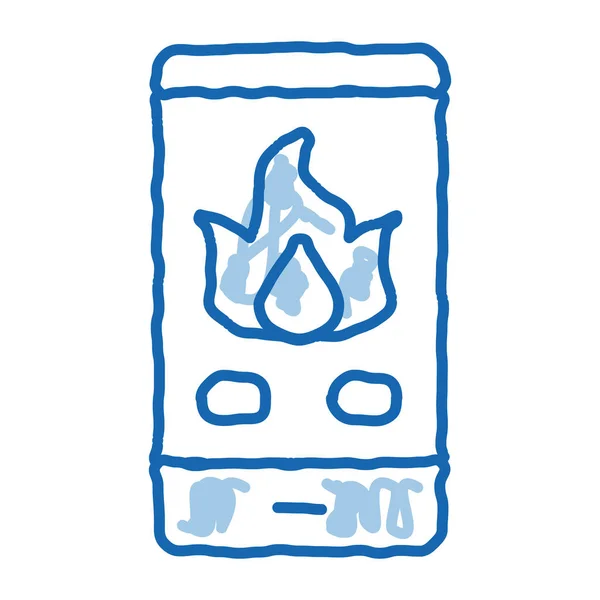 Telefoon Call Fire Dept Schets Icoon Vector Handgetekende Blauwe Doodle — Stockvector