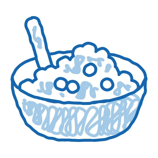 Caviar Dish Bowl Sketch Icon Vector 손으로 아트캐 디시볼 고립된 — 스톡 벡터