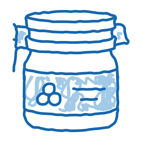 Kaviaar Bottle Schets Icoon Vector Met Hand Getekend Blauw Doodle — Stockvector