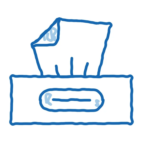 Dry Wipes Πακέτο Διάνυσμα Εικονίδιο Χειροποίητο Μπλε Doodle Line Art — Διανυσματικό Αρχείο