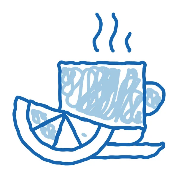 Zitronentee Tasse Skizze Symbol Vektor Handgezeichnete Blaue Doodle Line Art — Stockvektor